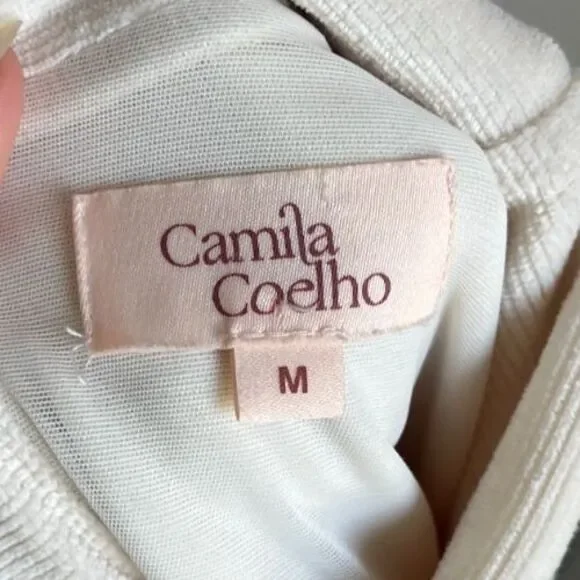 Camila Coelho Gloria Velour Turtleneck Bodysuit in Off-White Size MEDIUM - Picture 5 of 7